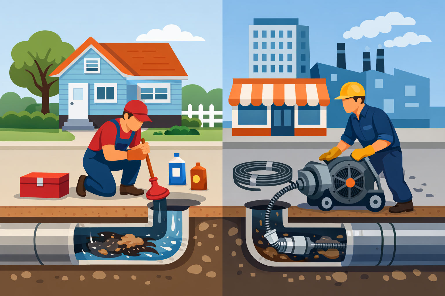 Home vs Business Drain Cleaning: What’s the Difference?